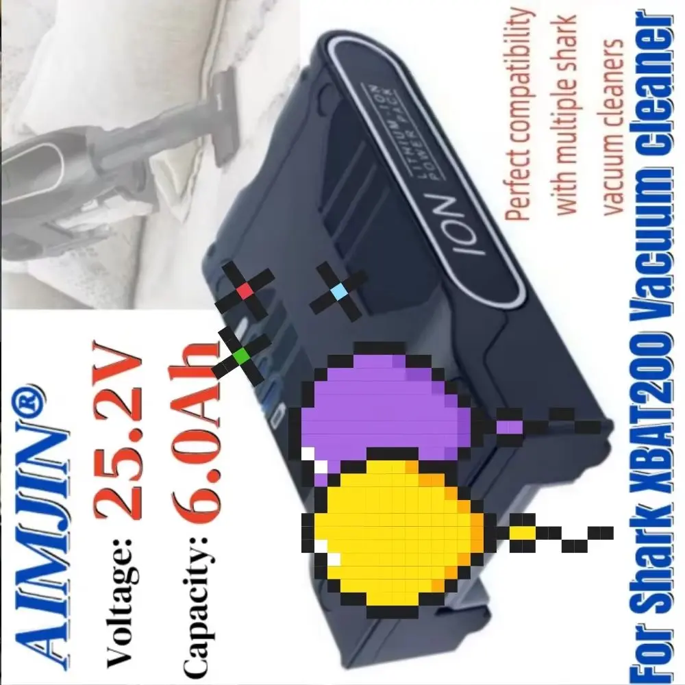 

For Shark XBAT200 ION Rocket IONFlex Cordless Vacuum Cleaner Battery 25.2V 6000mAh Lithium-Ion Replacement for Shark Vacuums