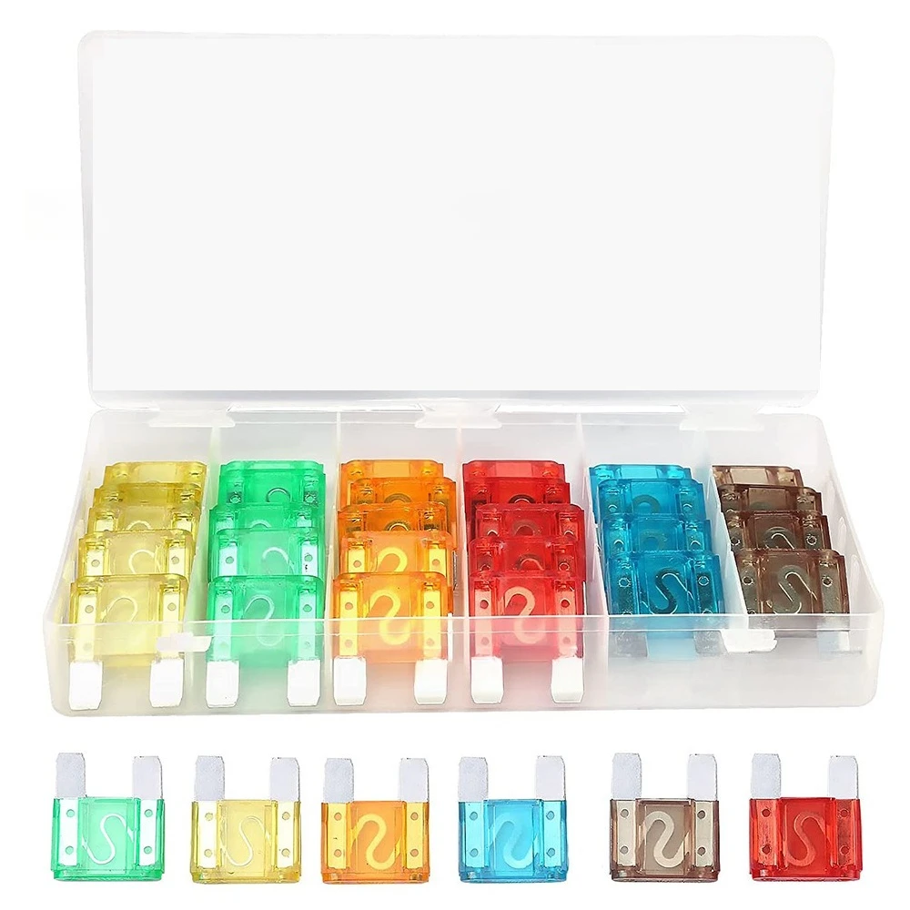 28Pcs Large Auto Blade Fuse Assortment Box Zinc Alloy Automotive Fuses 20A 30A 40A 50A 60A 70AMP Car Replacement Fuse Kit