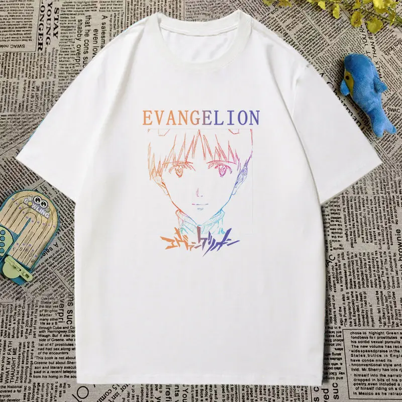 

Оригинальная футболка EVA Ikari Shinji Aya Poli для мужчин и женщин Asuka, летняя хлопковая футболка с короткими рукавами и анимационным периферийным принтом