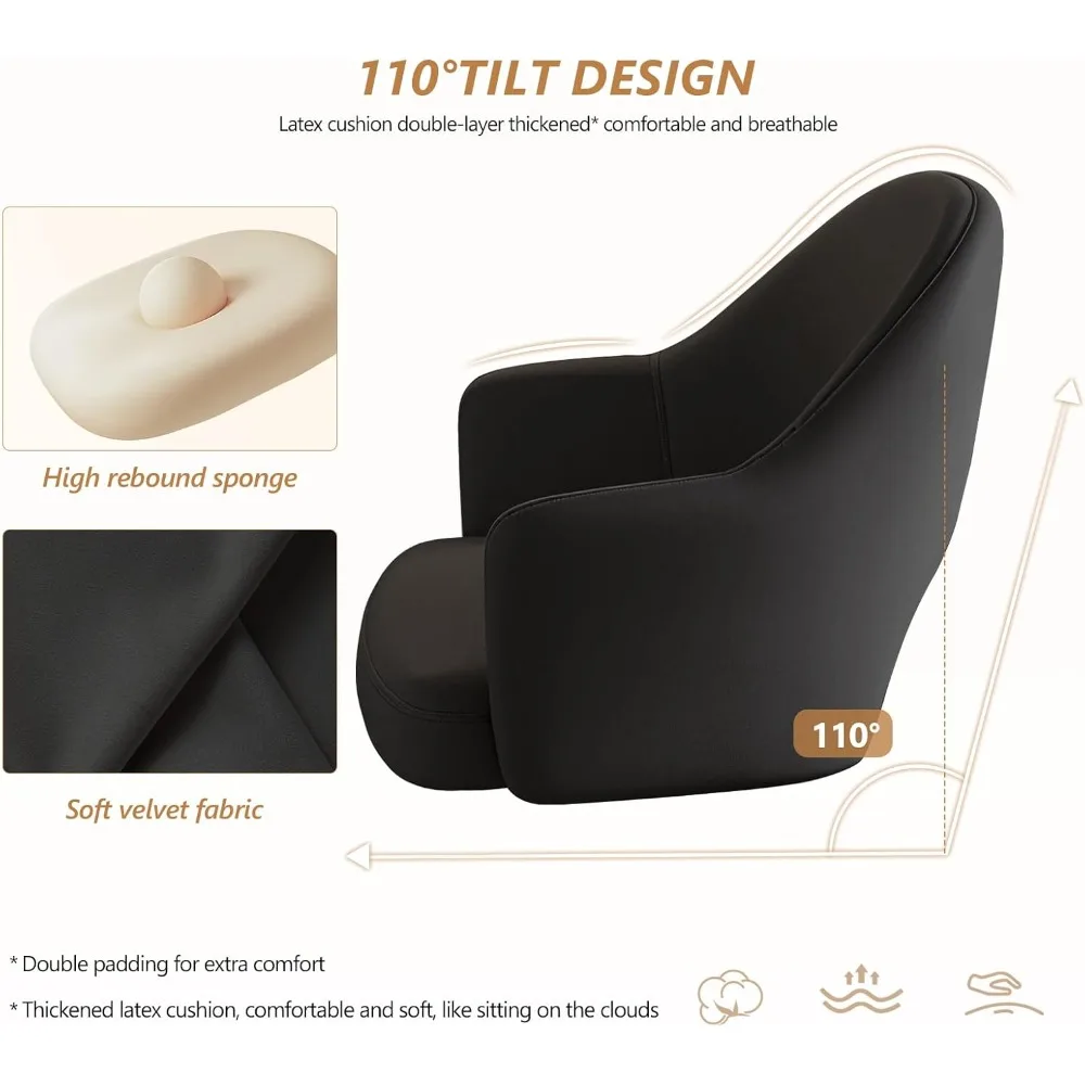 كرسي مكتب دوار منجد مخملي مع ارتفاع وعجلات قابلة للتعديل لاستخدام مكتب المكياج أو الكمبيوتر