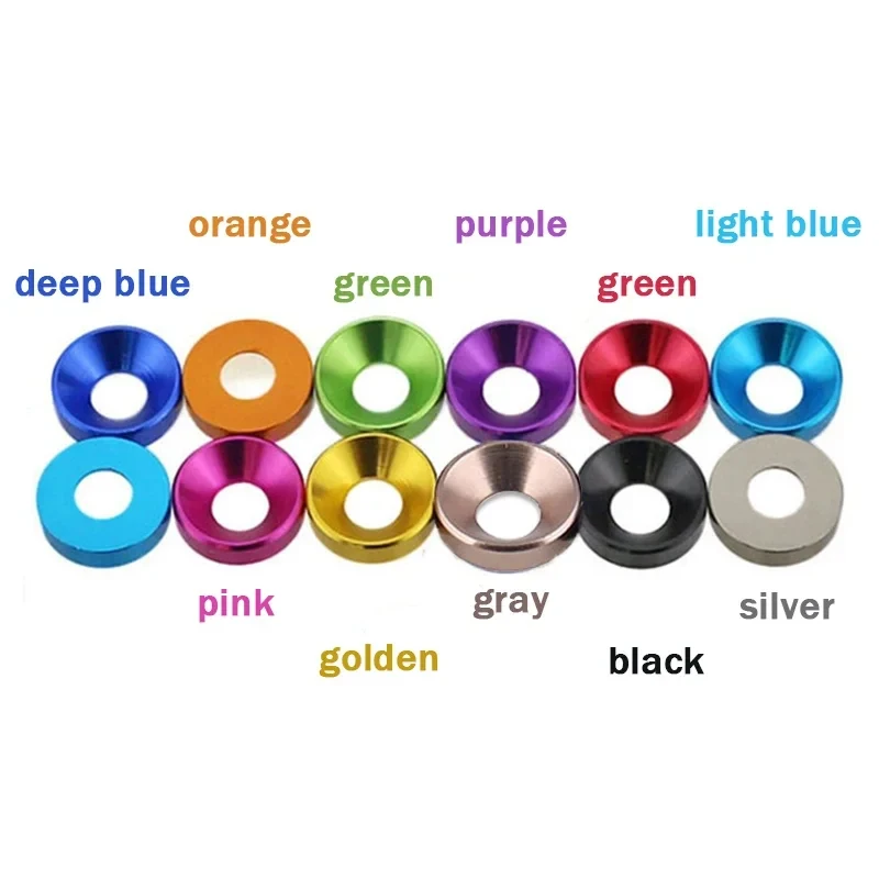 

M2 M2.5 M3 M4 M5 Aluminum Flat Countersunk Washer Set / Colorful Anodized Cup Washer for RC Model, Computer Case & DIY