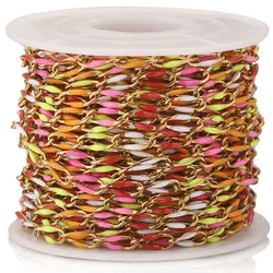 1 Meter Colorful Enamel Chain Stainless Steel Cable Rolo Link Body Gold Chain Belt for Jewelry Making DIY Necklace Bracelet Lots
