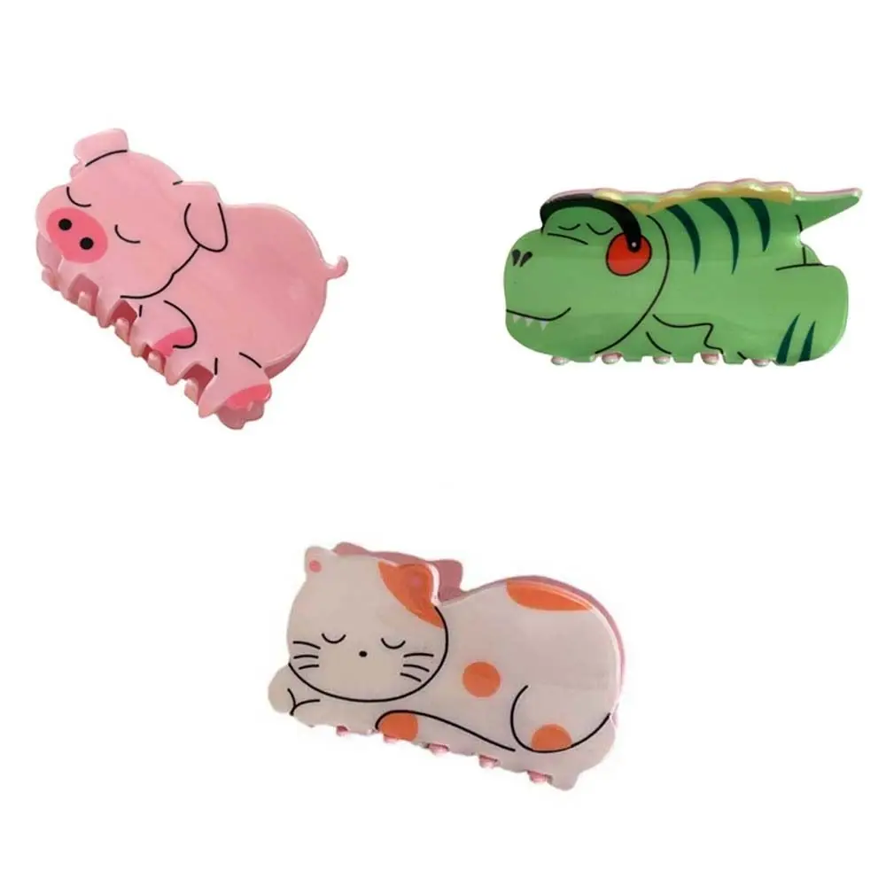 Garra de cabelo animal acetato de crocodilo para crianças, grampo de cabelo animal de ácido acético piggy caranguejo estilo coreano Cartoon Shark Clip para crianças