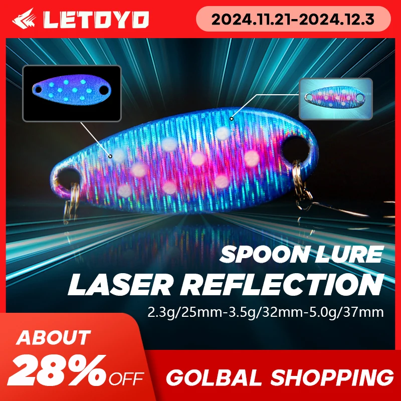 LETOYO 2.3g/3.5g/5g Laser Spinner Lure UV Luminous Spoon Fishing Lure Double Painted Spinner Baits Colorful Trout Prech Lure