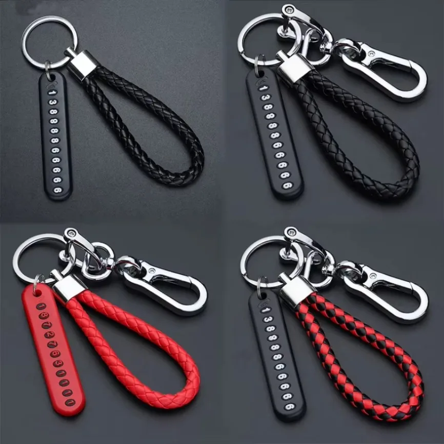 High Quality Stainless Steel Anti-Lost Car Keyring With Phone Number Card Auto Vehicle Key Chain Auto Interior Decor Accessories