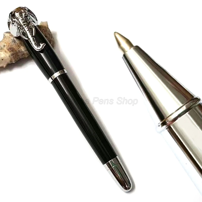 Fuliwen Creative Roller Ball Pen Elephant Head On Cap Delicate Silver Signature Pen For Office & Home & School Signature Pen