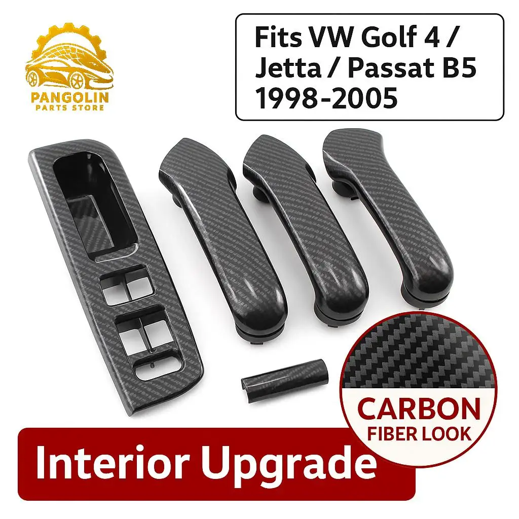 

PANGOLIN Carbon Fiber Interior Door Handle Window Switch Panel Trim Set For VW Golf 4 Jetta Bora Passat B5 1998-2005 MK4
