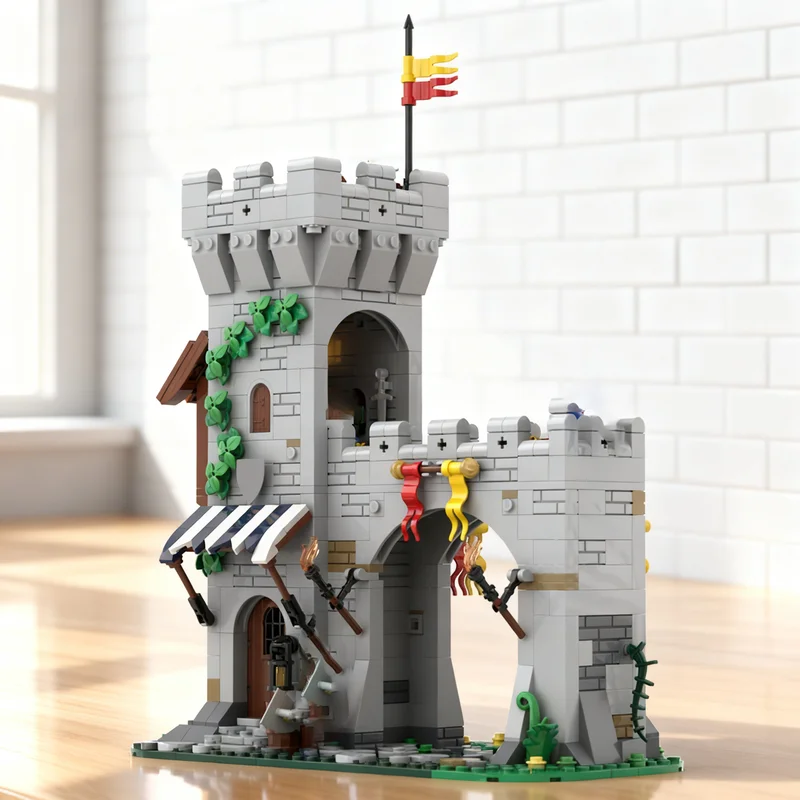 

755pcs MOC Lion Knight S Modular Town Gate Castle Lion Knights Model Building Blocks Architecture Toy Christmas Gifts Brick Kids