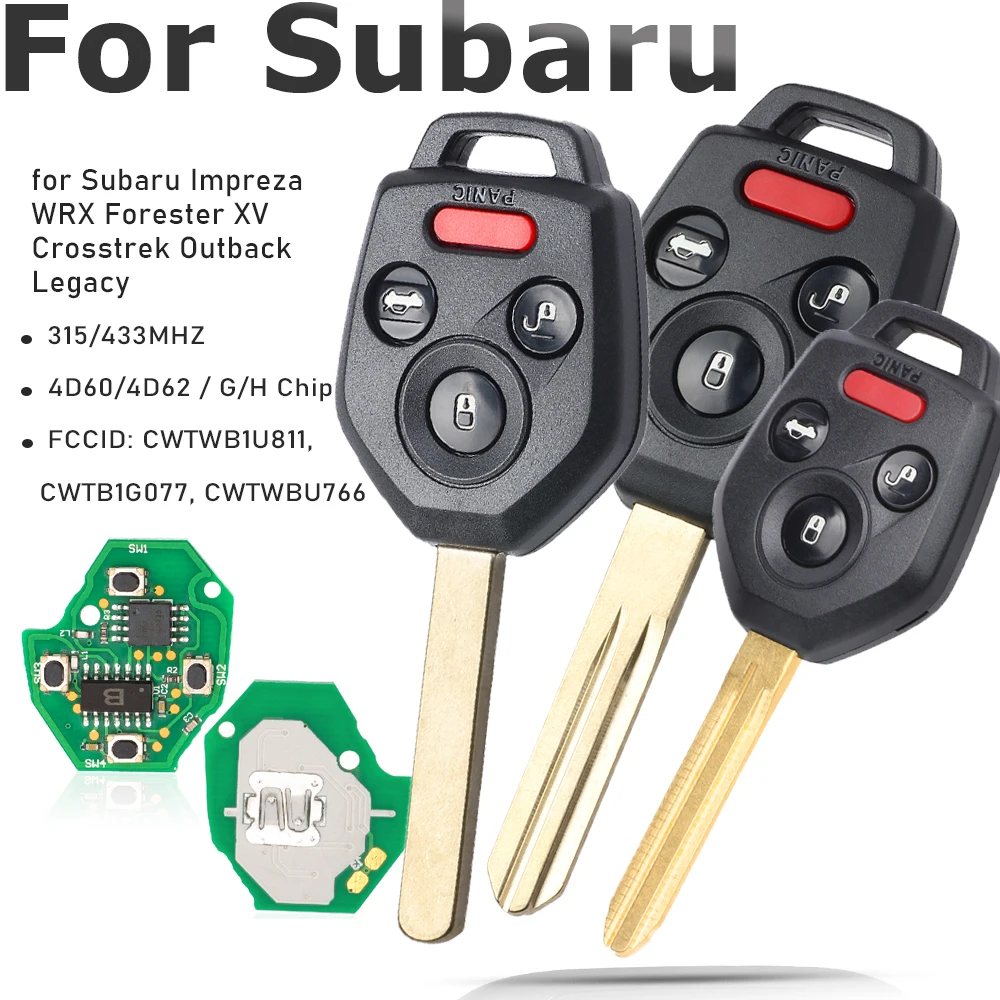 CWTWB1U811, CWTB1G077, CWTWBU766 315MHz/433MHz 4D60/4D62/H/G Chip Remote Key Fob for Subaru Ascent Forester Impreza Crosstrek