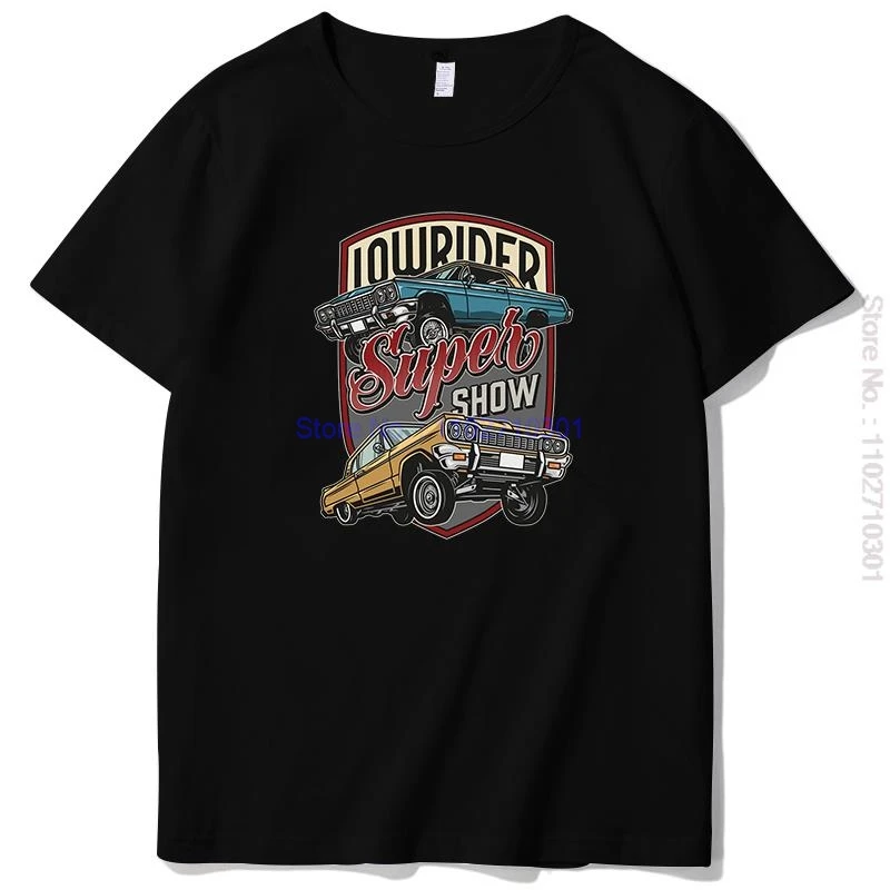 Red Lowrider Custom Cars Vintage Colorful Graphic T Shirts Cotton Short Sleeve T-Shirt Tees Tops Summer Mens Print T Shirt