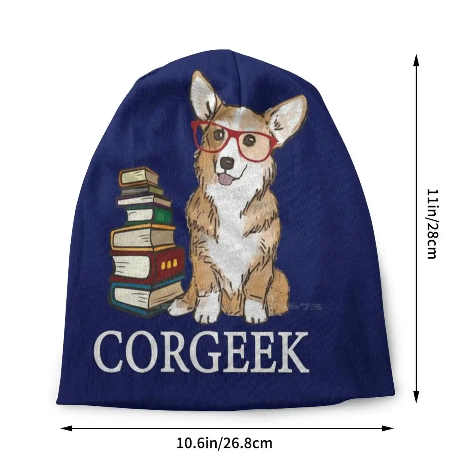 Corgi For Book Lovers , Book Nerds , Readers , Or English Teachers-Corgeek Knitted Hat Warm Beanie Outdoor Caps Corgi Sploot