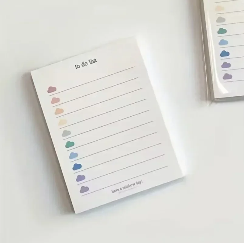 

New 50 Sheets Cute Colorful Clouds To Do List Planner Student Note Paper Memo Pad Stationery School Supplies Korean Stationary