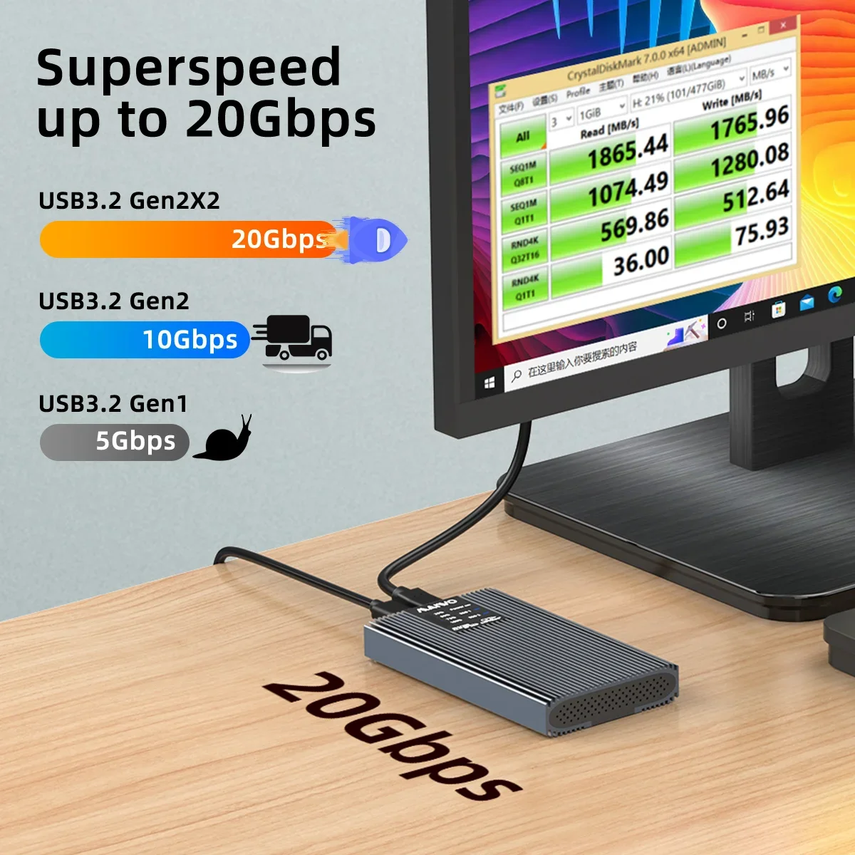 Imagem -02 - Maiwo-dual Bay M.2 Nvme Ssd Enclosure Clone Offline 20gbps Usb c 3.2 Gen2 Case Externo Disco Rígido Copiar Caixa de Armazenamento Copiadora