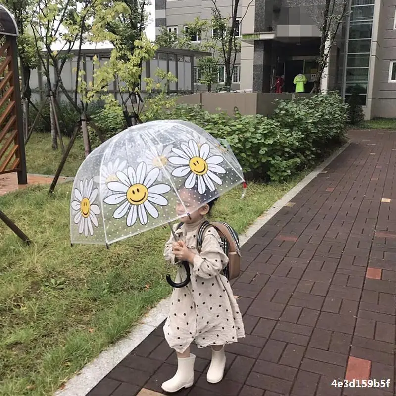 Children Umbrella INS Creative Sunflower Windproof Rainproof Baby Cute Street Shooting Flower Wave Manual Umbrella Photo Props