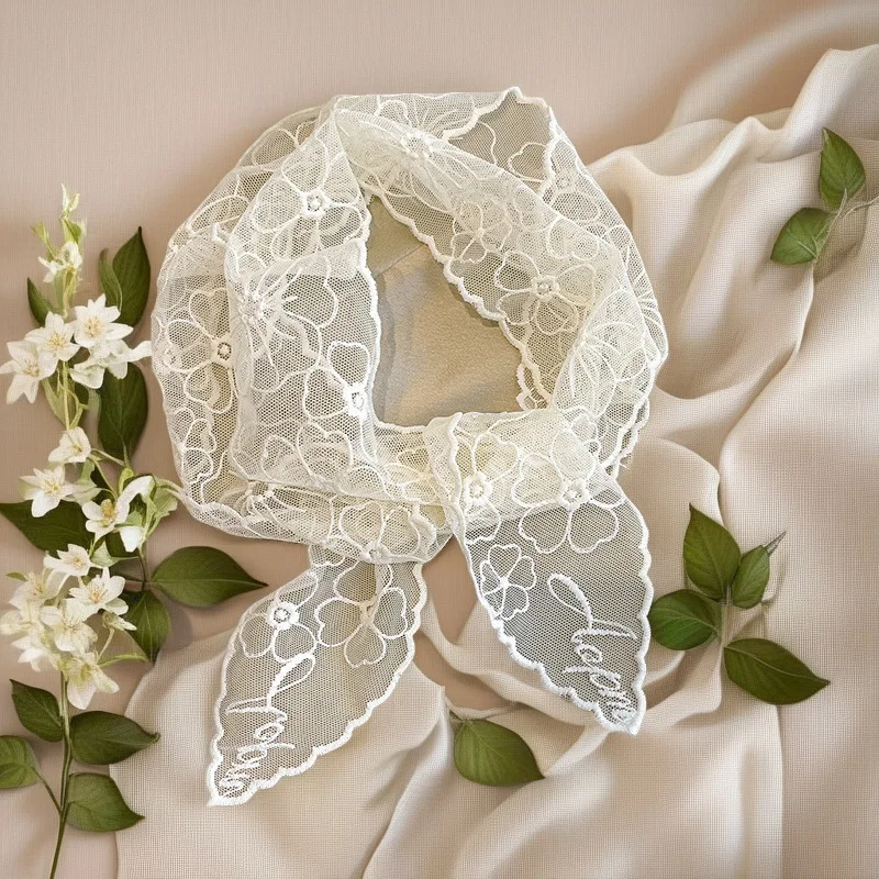 ลูกไม้ผ้าพันคอผ้าไหมฝรั่งเศส Retro ผู้หญิงแถบคาดศีรษะ,ขนาดเล็กยาวแถบแคบ INS ผูกผม Streamer ผูกกระเป๋าชุด