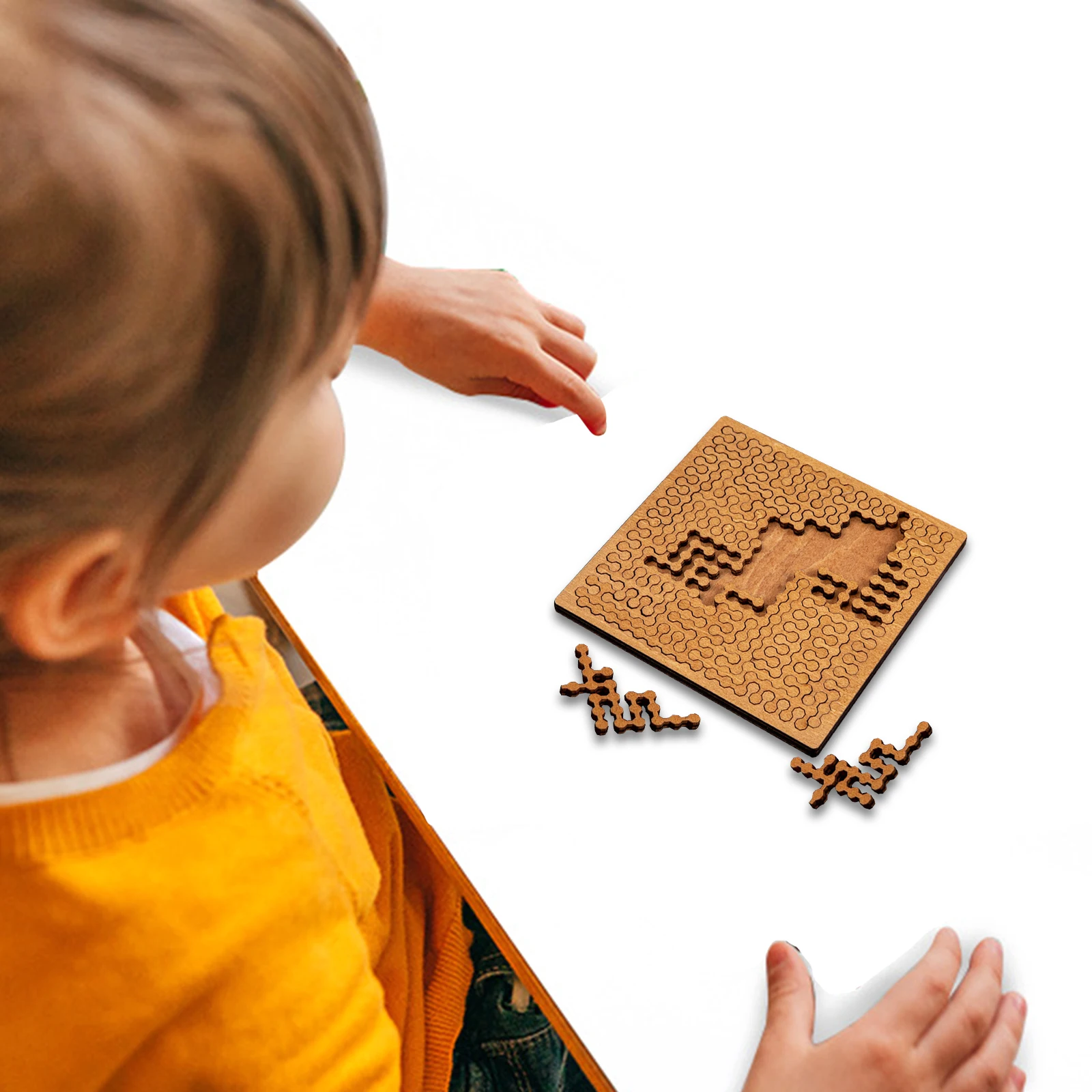 لغز صينية كسورية، لغز خشبي منحني للعقل، غير منتظم فريد ومبتكر