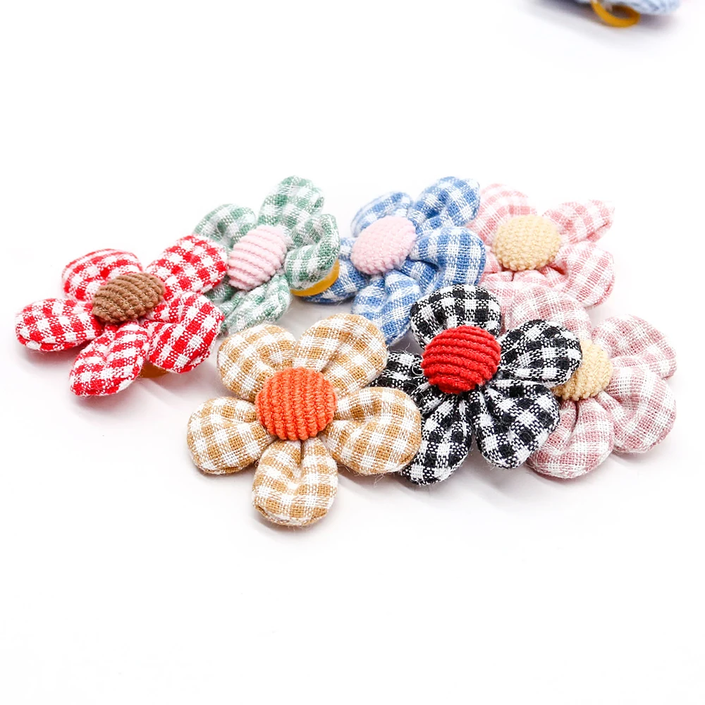 50/100ps Hair Bows Cotton Rubber Bands Dog Bows Small Dog Cat Hair Bows Pet Hair Accessories For Pets Dogs Grooming Accessories