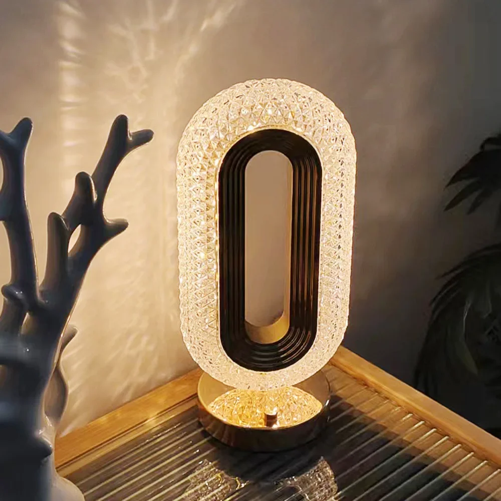 

Touch Dimming Modern Desk Lamp Crystal Acrylic Table Lamp Bedroom Bedside Night Light Living Room Romantic Atmosphere Decor Lamp