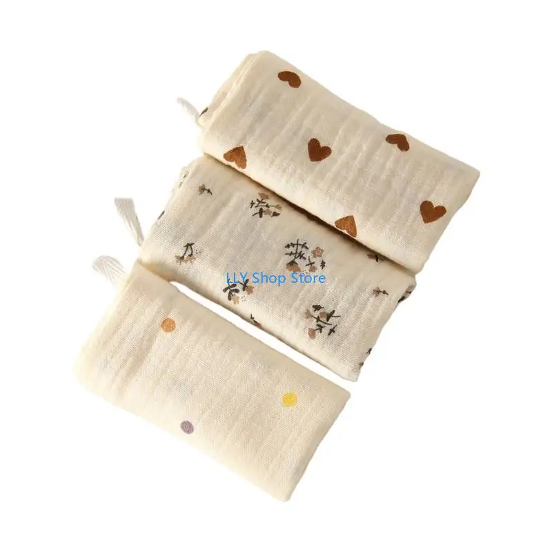 T8UD حزمة من 3 قطع من مناشف الوجه القطنية لحديثي الولادة من 4 طبقات #3