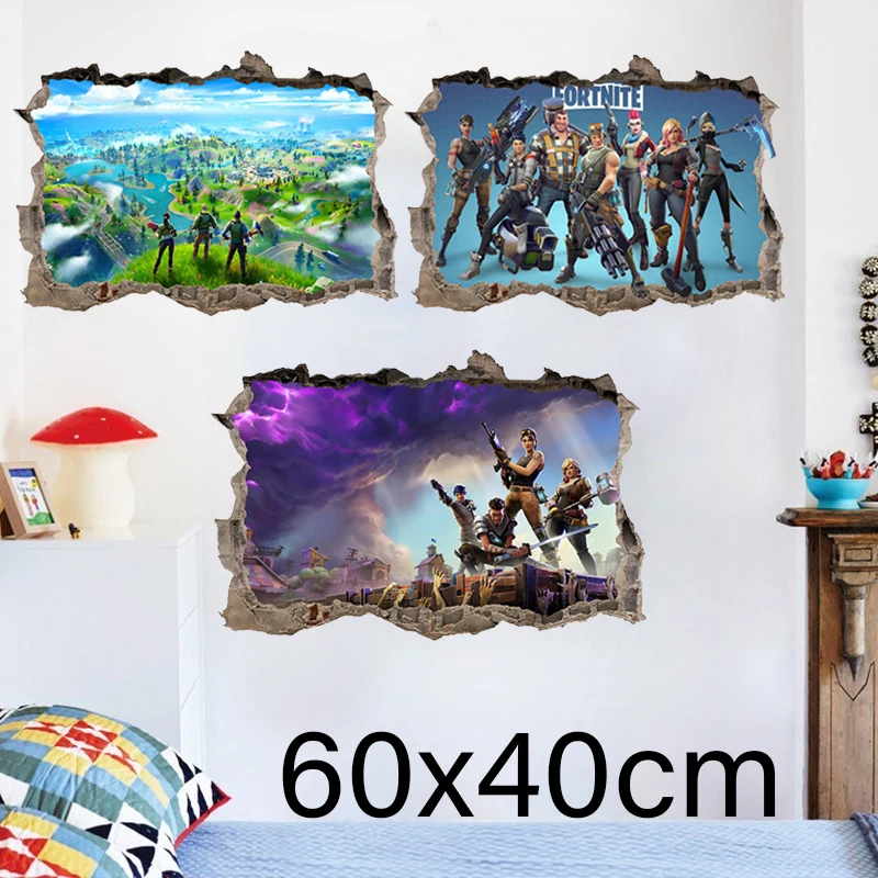Game Fortnited 3D Stickers Characters Peripheral Wall Pasted Boy's Bedroom Decoration Self-adhesive PVC Stickers Accessories