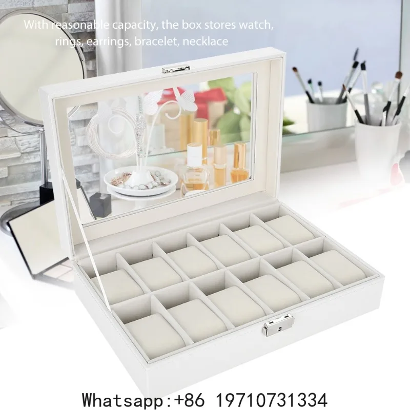 Watch Organizer Watch Display Case 12 Grids PU Leather Watch Holder Wristwatch Display Case Jewelry Gift Storage Box Organizer