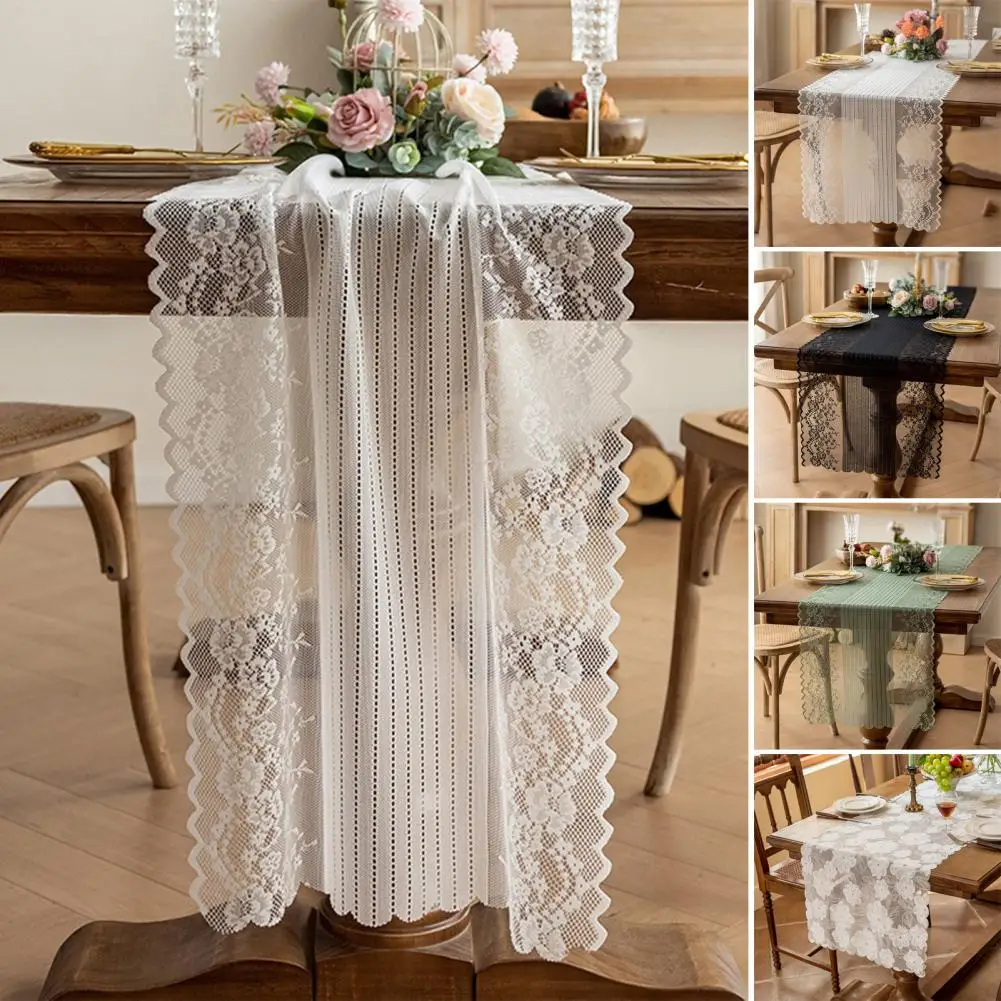 Camino de mesa estilo francés, camino de mesa de encaje, camino de mesa decorativo para boda, camino de mesa.