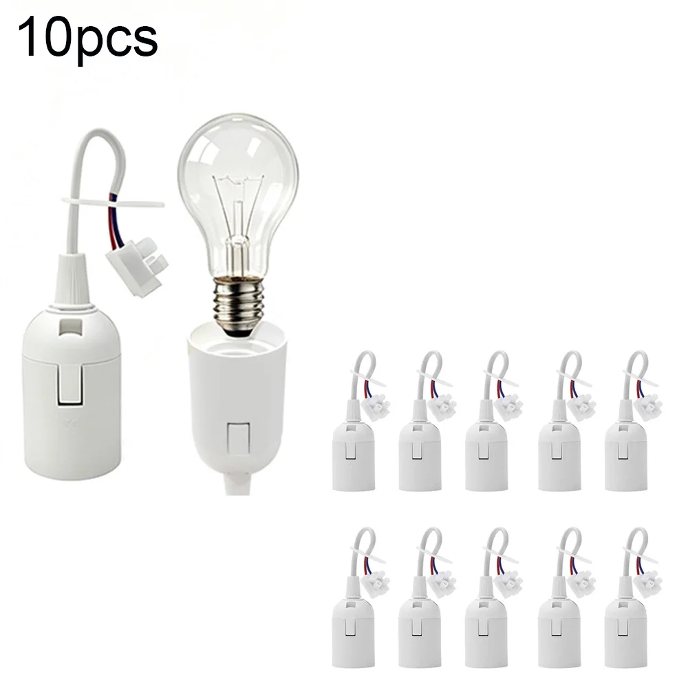 10Pcs Vintage E27 Bulb Base Socket With Wire Replacement Lamp Holder for Construction Site Home Cafe Bedroom Living Room