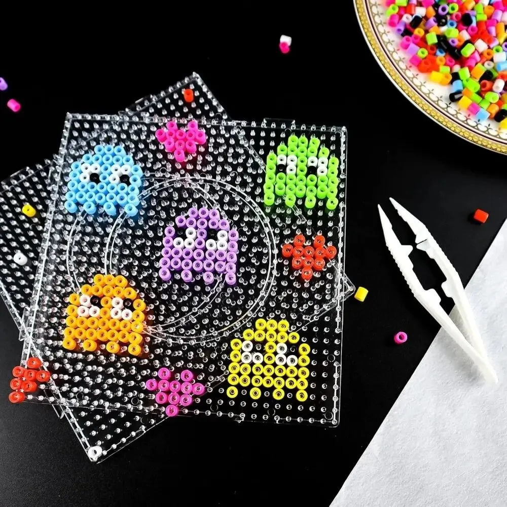 4Pcs 5mm Beads Fuse Beads Pegboards Heat Resistant DIY Hama Beads Pegboards Transparent Creative Melting Beads Boards