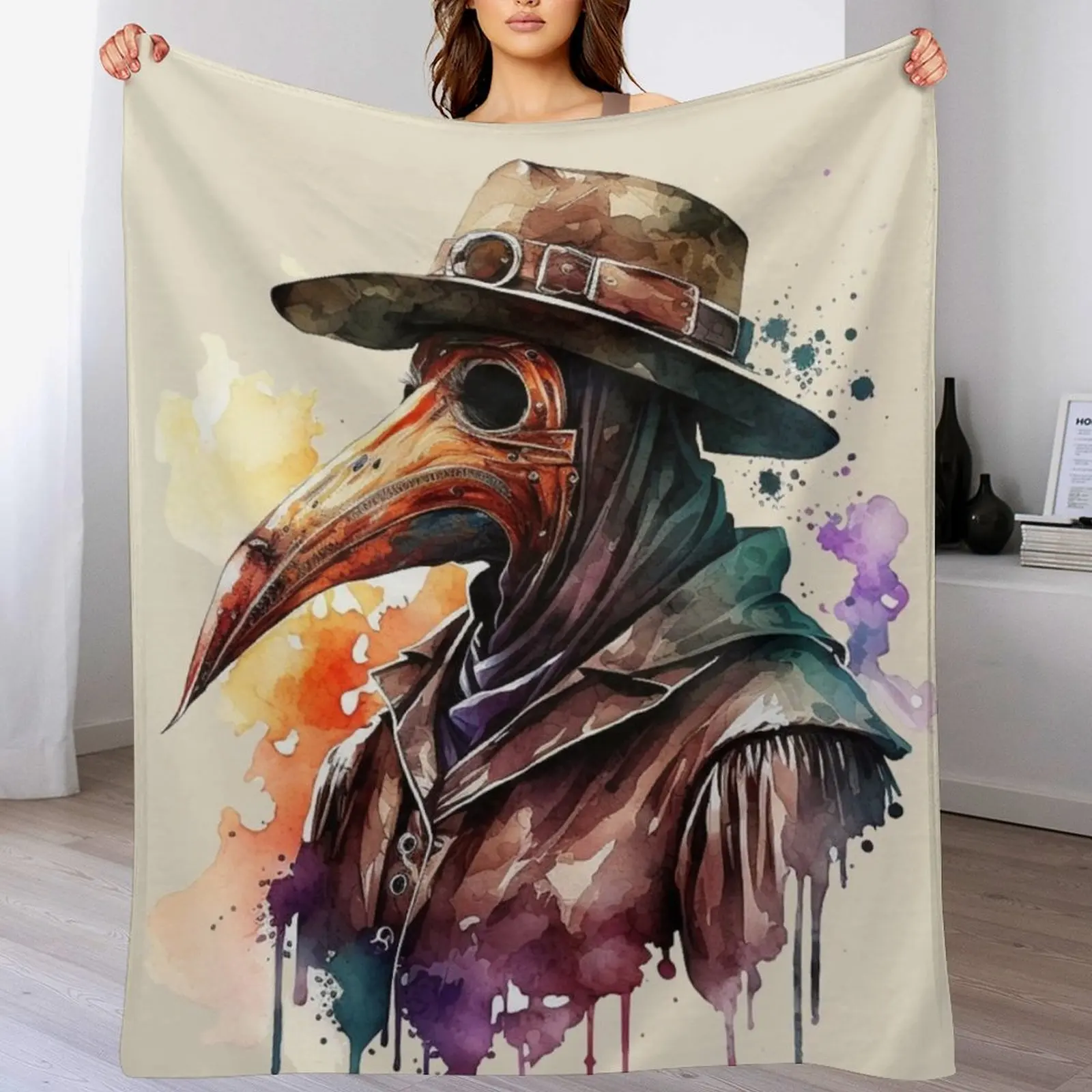 

Plague Doctor Mask Design The Healers Visage 1350 Throw Blanket decorative halloween Plush Blankets For Baby Blankets