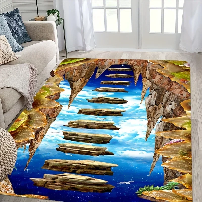 Way To Sky Printed Rug – Decorative Living Room, Absorbent Bathroom Mat, Non-slip Entrance Mat, Comfortable Cushioned Rug