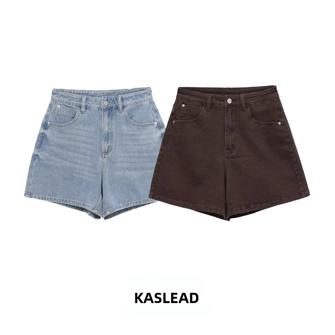 

KASLEAD New Women's Fashion High Waist Loose Comfortable Short Pants Straight Leg Polyester Fiber Summer Season Casual Trousers