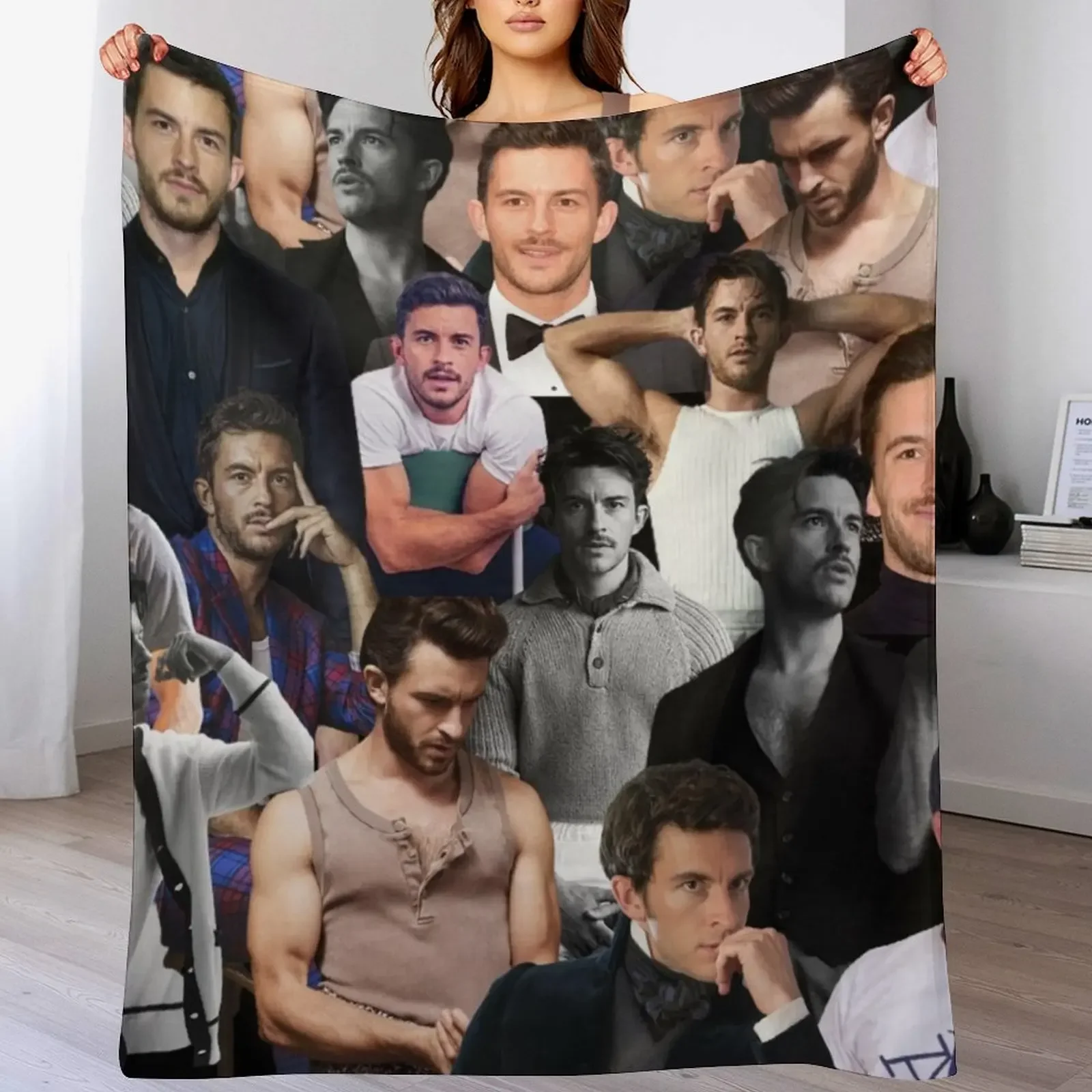 

Jonathan Bailey photo collage Throw Blanket Blankets Sofas Of Decoration Beautifuls anime Winter beds Blankets
