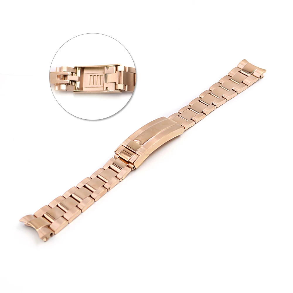 CARLYWET 20mm Solid Curved End Screw Links Glide Lock Clasp Steel Watch Band Bracelet For Rolex OYSTER Style SUBMARINER