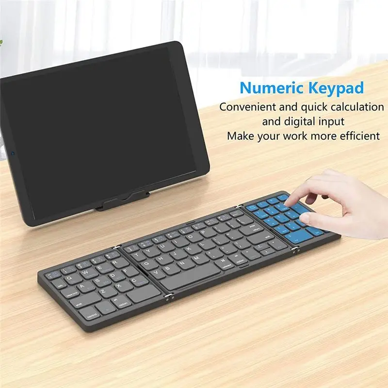 

(A26M) Foldable Bluetooth Keyboard, USB Rechargeable Wireless Keyboard for IOS, Android, Windows PC Laptop Smartphone-Gray