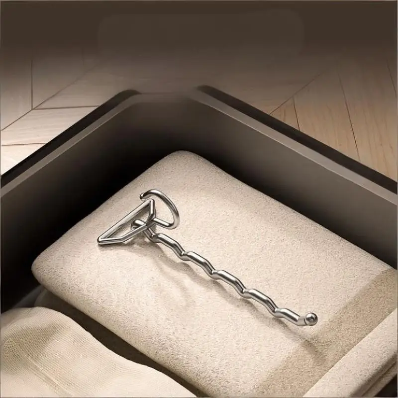 1Pcs Foldable Clothes Hanger Portable Clothes Drying Rack Punch Free Door Mount Travel Hotel Wardrobe Drawer Cloth Drying Rack view 6