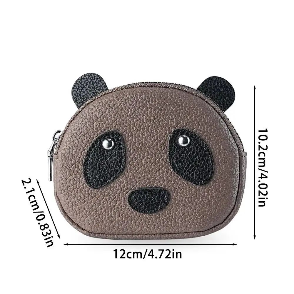 Double Layer Creative Panda Wallet Mini Clutch Zipper Coin Purse Earphone Pouch Solid Color Small Item Bag Outdoor