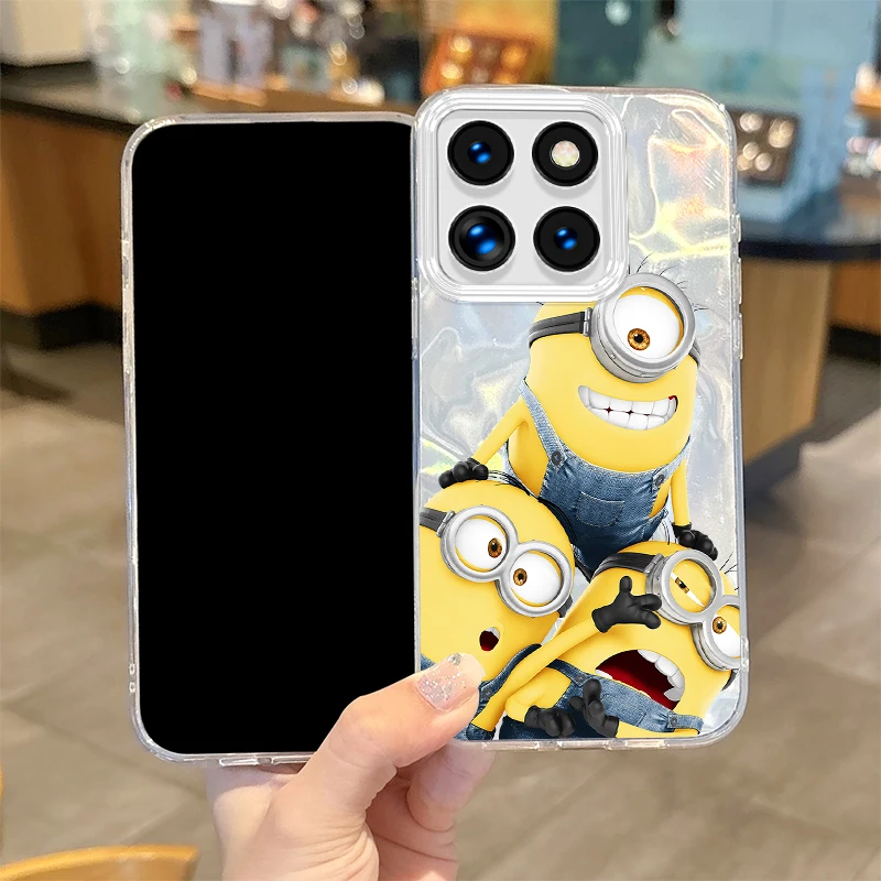 Fashion Feather Yarn Cartoon Minions Phone Case for Xiaomi Poco X6 X3 F6 M6 M4 Pro C61 13 T 11 Lite Hard Shockproof Soft Covers