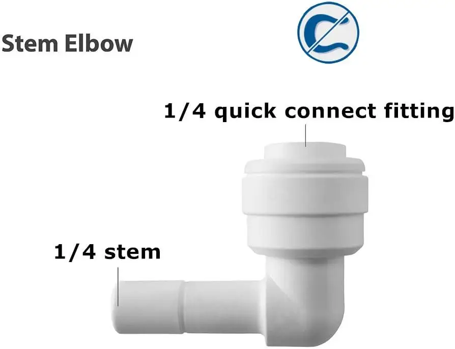 1/4 Inch OD Push to Connect Elbow Fittings 90 Degree for RO Water Purifier PE Tubing Corner Quick Connect