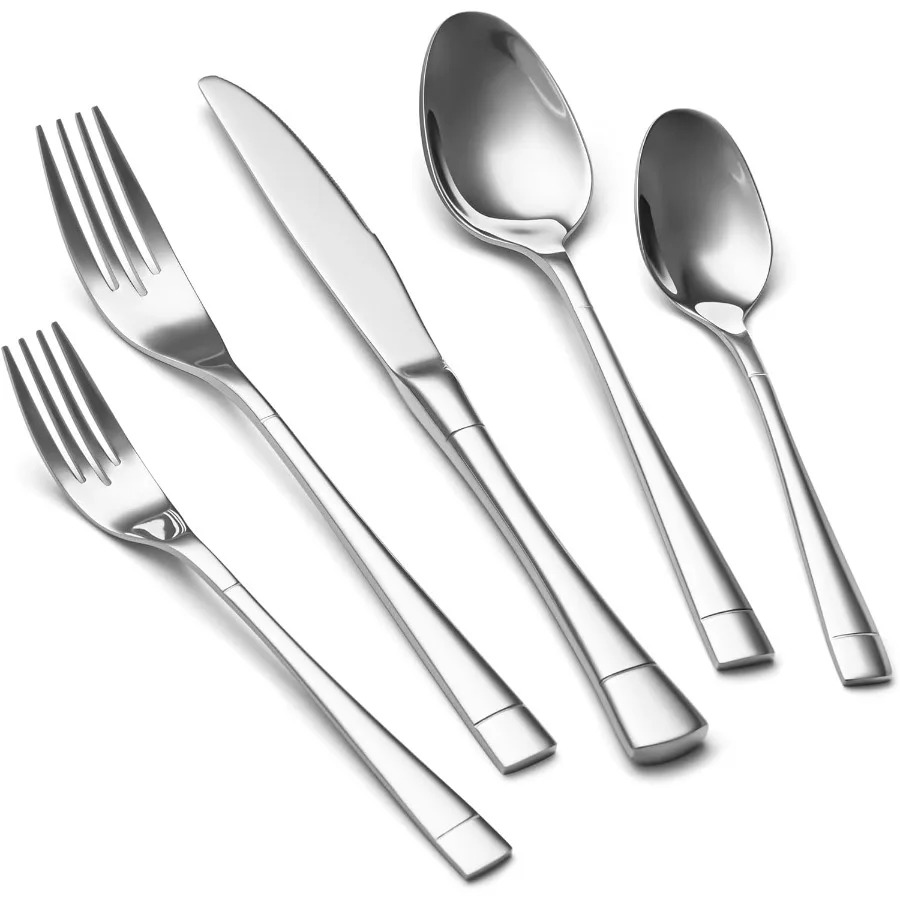 

Heavy Duty Silverware Set for 8, 40-Piece 18/10 Stainless Steel Flatware Set, Mirror Polished Cutlery Modern Kitchen Eating Uten