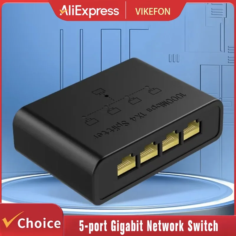 VIKEFON 5-port Gigabit Network Switch Ethernet RJ45 Network Port Network Cable Connection Switch Network Splitter Cable Expander