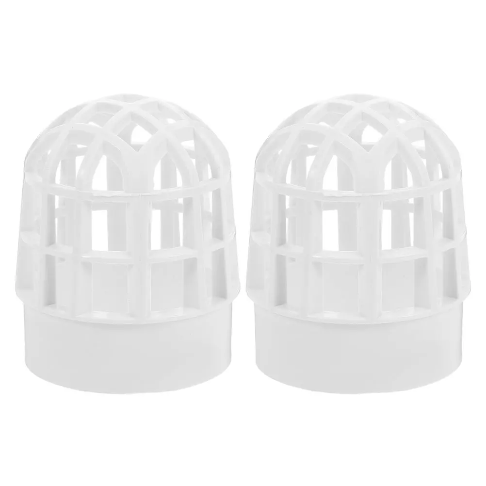 2PCS PVC Rooftop Drain Gutter Guard Durable Waterproof Clog Prevention Universal Fit Outdoor Balcony Round Design Downspout
