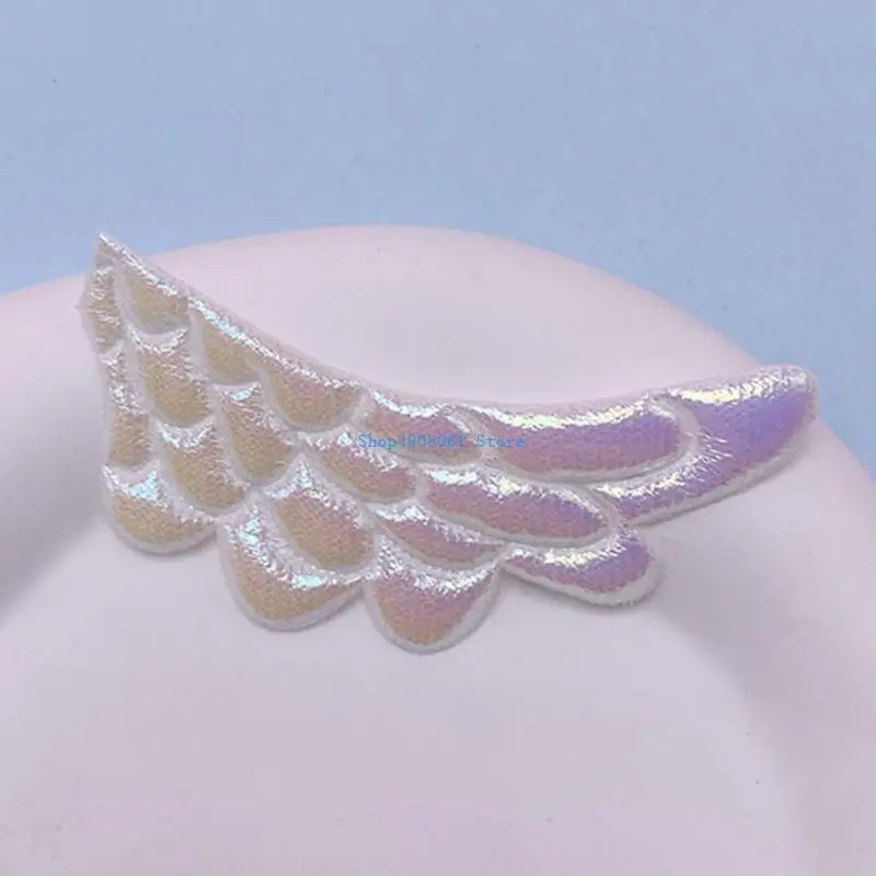 T3lc remendos asas anjo com brilhos, tecido fadas, asas artesanato, apliques decorativos para acessórios