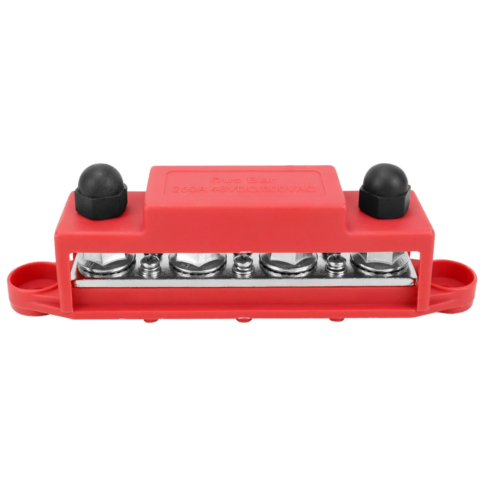 

2 Pieces 4-Terminal Bus Bar 48V DC 250A Bus Bar 4 Stud Junction Block Positive and Negative Power Distribution Block High