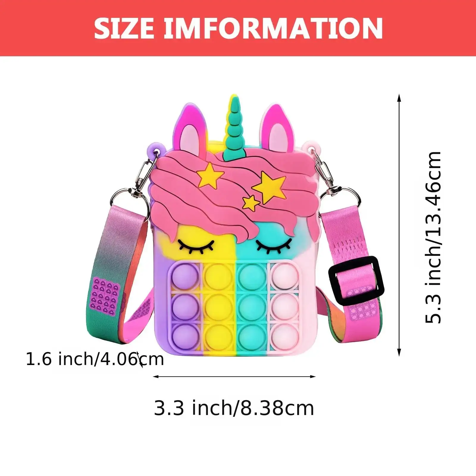 Girl And Women\'s Unicorn Pop Purse Pop Bag With Unicorn Pop Toy, Shoulder Bag Fidget Toys Pop Fidget Backpack