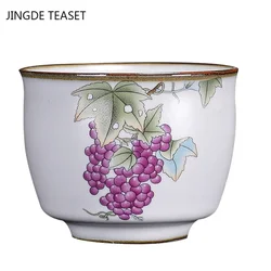 Chinese Ru Kiln Ceramics Teacup Exquisite Hand-painted Pattern Single Cup Tea Bowl Master Cups Individual Cup Handmade Teaware