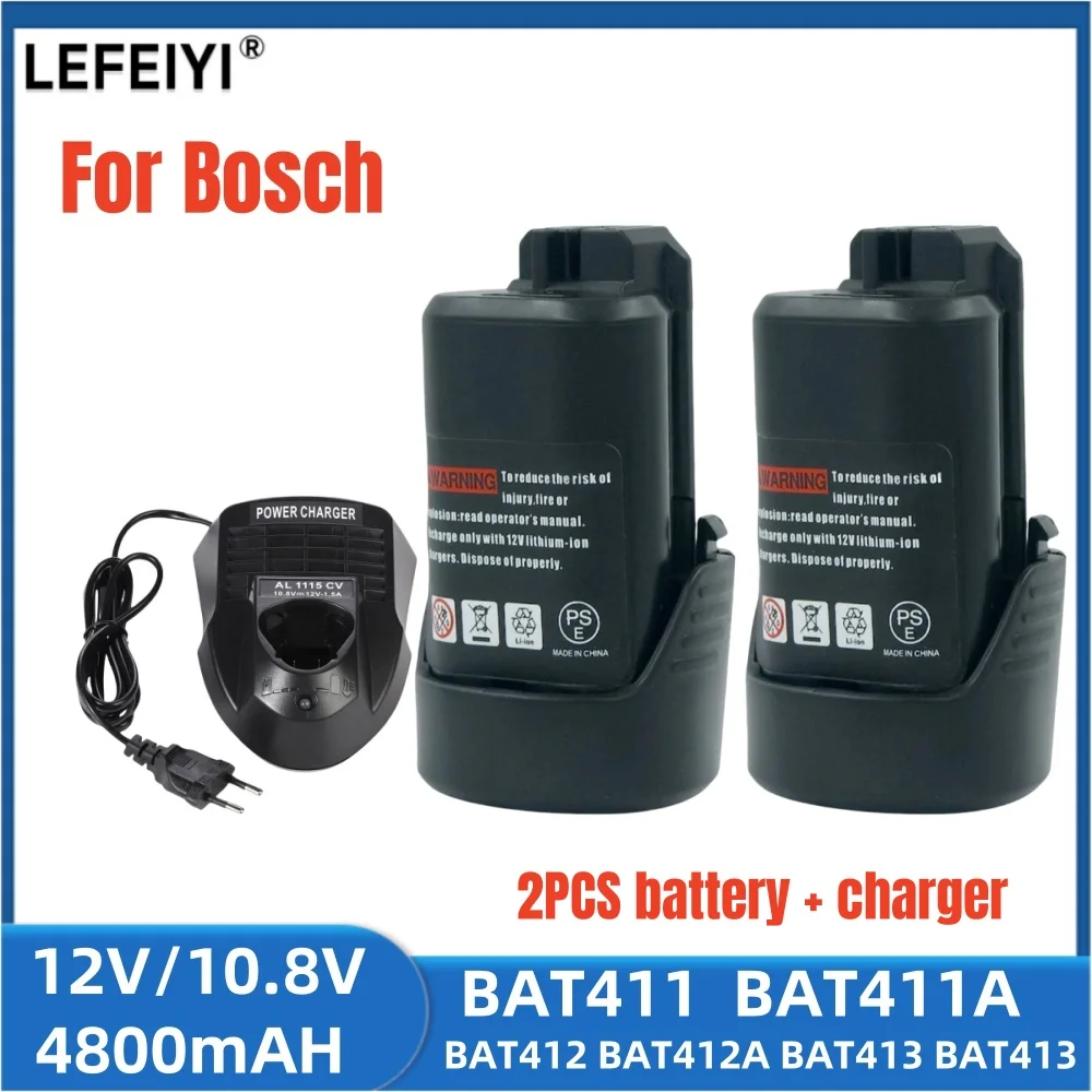 For BOSCH BAT411 Rechargeable Battery 10.8V/12V 4800mah Li-ion Battery For BAT411 BAT412A BAT413A D-70745GOP 2607336014 PS20-2