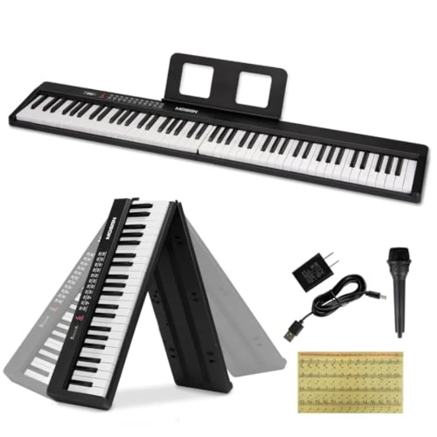 

88 Keys Full Size Portable Piano Keyboard for Beginner Semi-Weighted Foldable Electric Piano with 190 RhythmsTones Black Music
