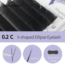 GAHAMACA V Shape Ellipse Flat Eyelash Extension Soft Split Tips YY False Lashes Volume Fake Lash Natural Individual Lashes