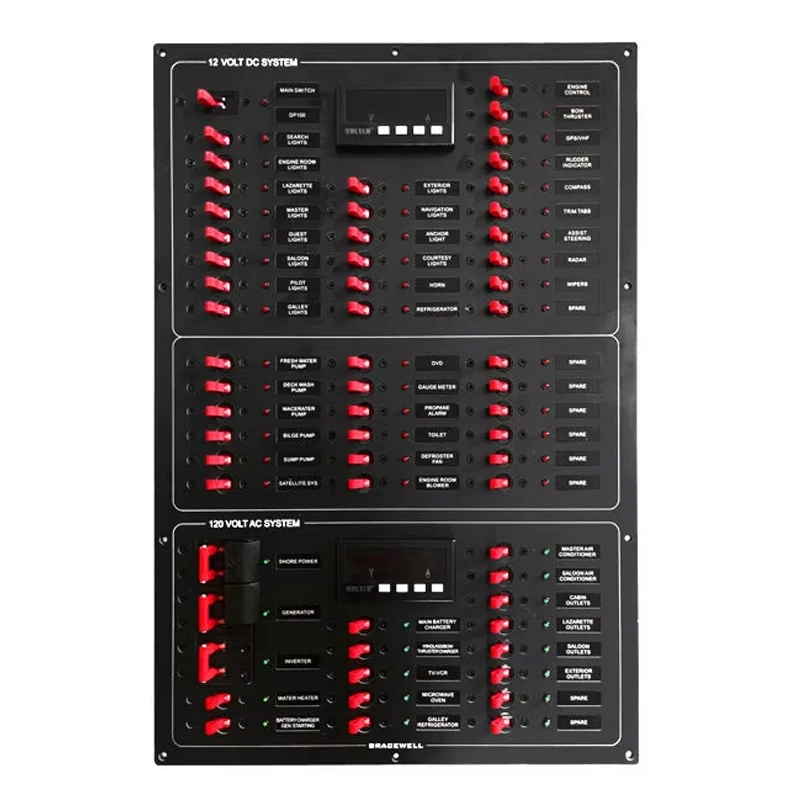 Marine AC/DC 12V 220V 240V Customized Boat Switch Panel Marine Circuit Breaker Electrical Control Distribution Panel
