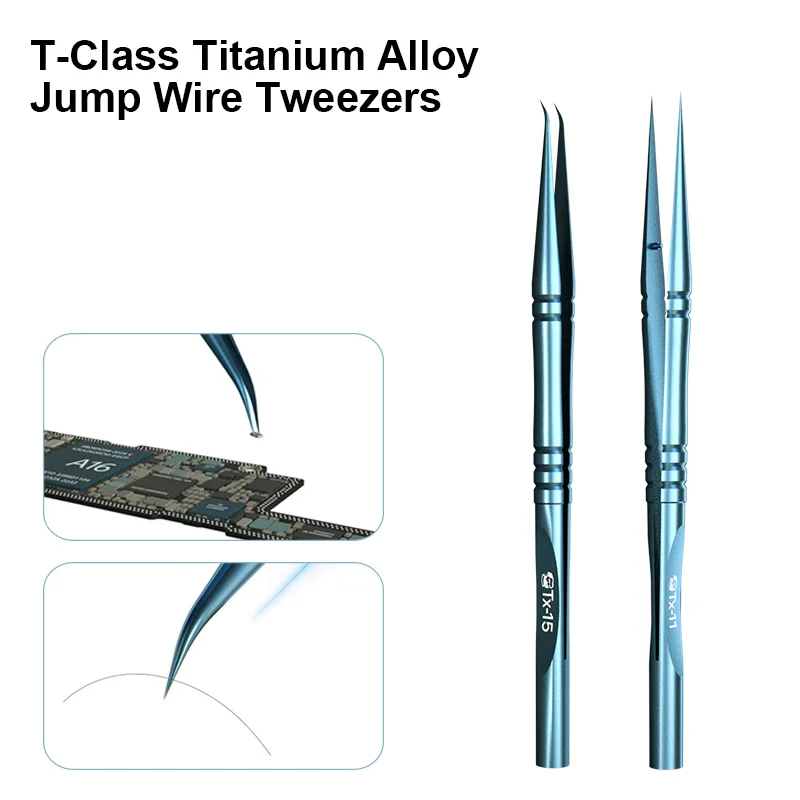 MECHANIC TX-11 TX-15 Titanium Alloy Jump Wire Repair Tweezers with Sharp Head High Hardness Electronic Components Griping Clamp